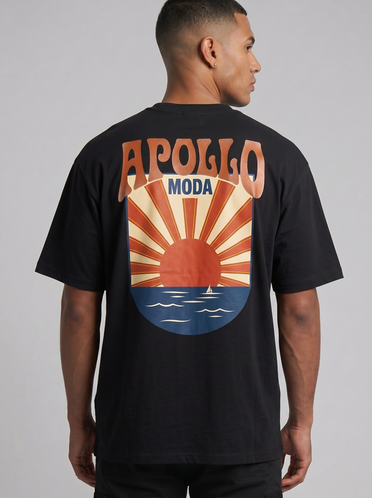 Horizon Oversized Schwere Grafik-T-Shirt
