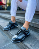 Hand-Painted Customized Sneakers for Men by Apollo Moda | Lisbon Grey & Black