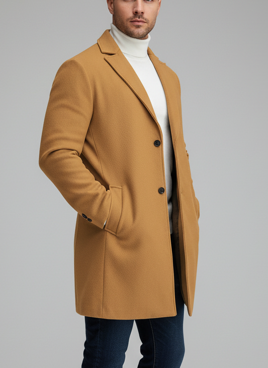 Men’s Double-Breasted Long Coat