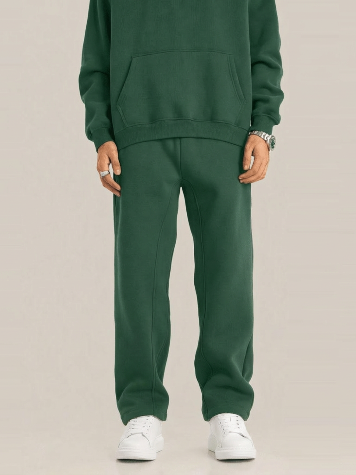 Fleece Oversized Green Sweatpants