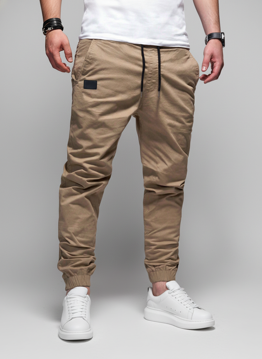 Men Drawstring Waist Carrot Pants