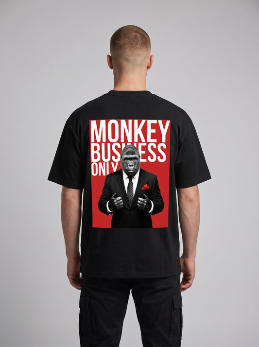 T-shirt grafica oversize Monkey Business Only