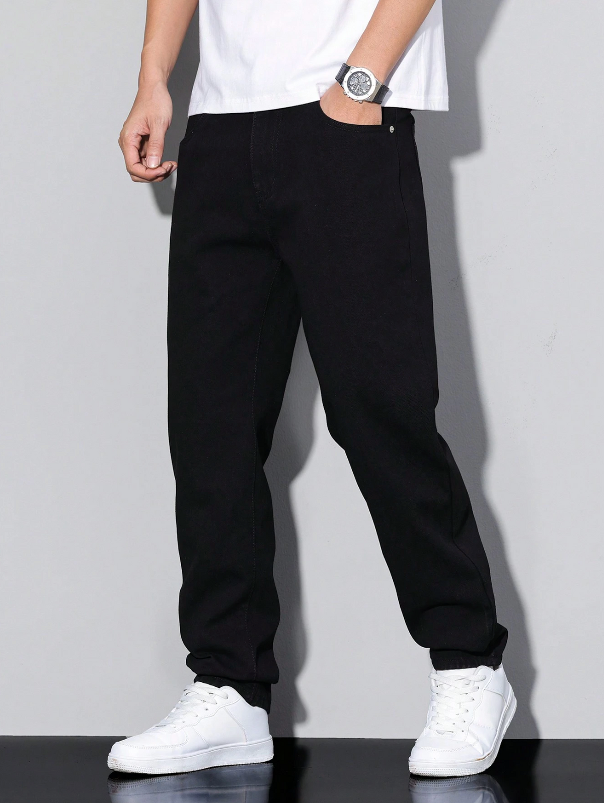 Men's Simple Style Casual Daily Solid Color Jeans