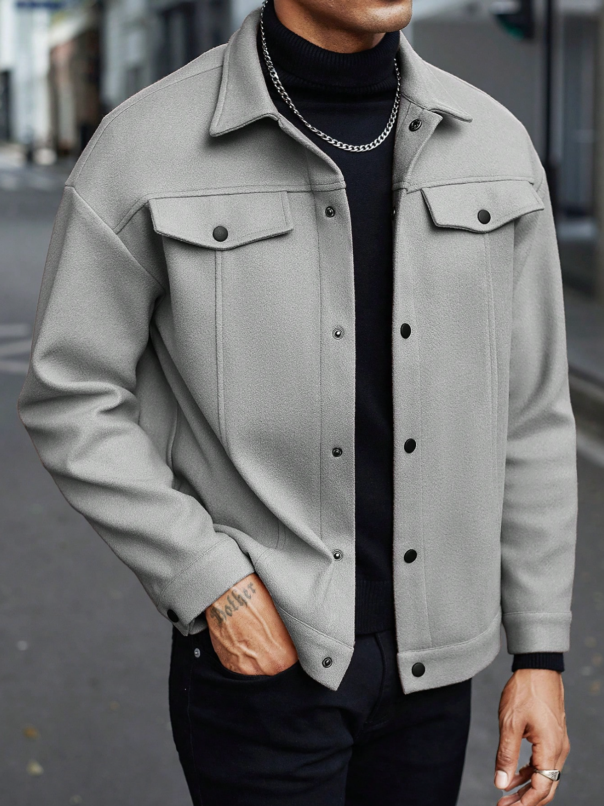Men's Long Sleeve Loose Casual Overcoat