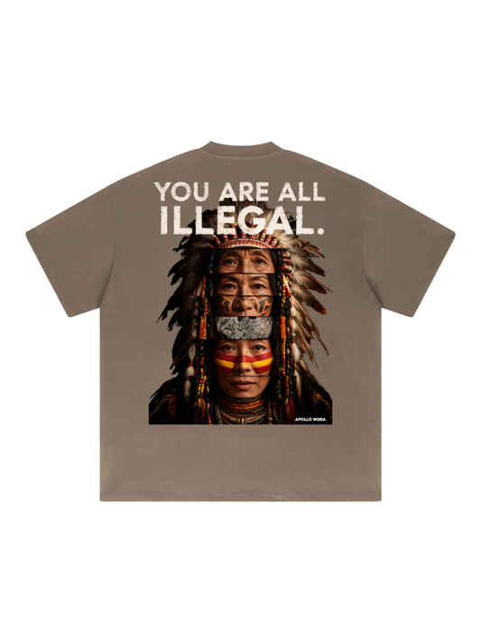 T-shirt grafica oversize You Are All Illegal pesante