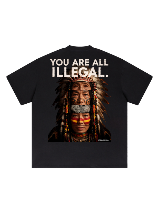 T-shirt grafica oversize You Are All Illegal pesante
