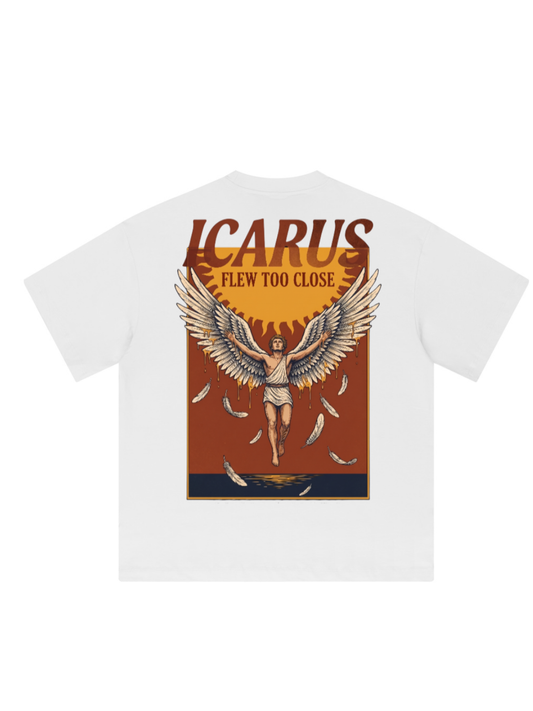Ikarus flog zu nah Oversized Grafik-T-Shirt