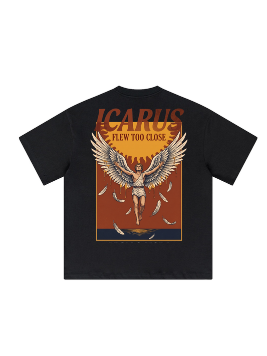 Ikarus flog zu nah Oversized Grafik-T-Shirt