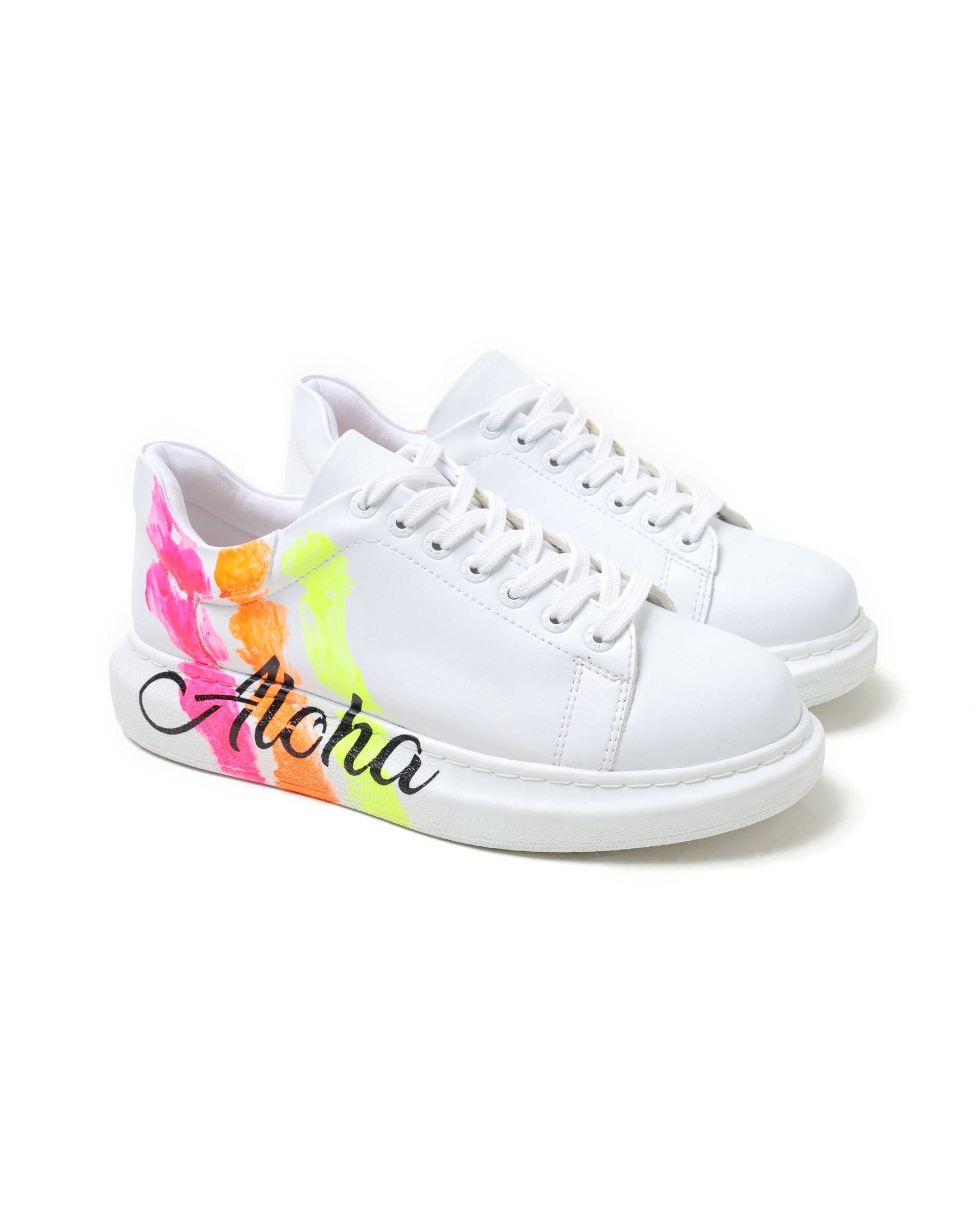 Customized Handpainted Sneakers for Women by Apollo Moda | Aloha Three Stripes